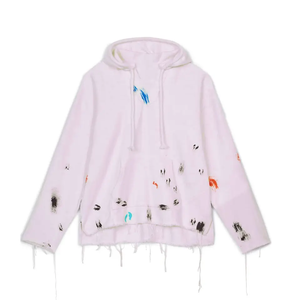 Sweat à capuche court hommes fabricant OEM 100% coton bord coupé ourlet brut impression bouffante sweat à capuche homme personnalisé - Product Image 6