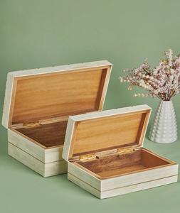 Boîte de rangement pour bijoux en résine incrustée d'os et MDF artisanale Organisateur artisanal décoratif pour bagues, boucles d'oreilles et souvenirs - Product Image 4