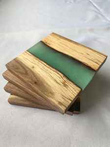 <b>Wooden</b> Coasters Set Modern Epoxy Coasters Full Set of 6 with Holder for Coffee Tea Home Decor <b>Wooden</b> <b>Placemat</b> Trays Platters - Product Image 2