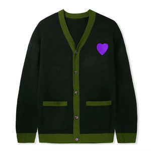 Customizable College <b>Cardigan</b> Sorority Fraternity V-Neck Sweater <b>Heart</b> Logo Embroidery Loose Buttons Knitwear for Casual Winter - Product Image 6