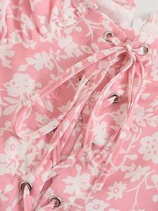 เดรสลำลองผู้หญิงสไตล์หรูหรา คอวี แขนสั้น ความยาวปานกลาง แขนพอง ดีไซน์ผูกเชือกด้านหน้า รุ่น ODM สำหรับฤดูใบไม้ผลิ/ฤดูใบไม้ร่วง ปี 2026 - Product Image 4