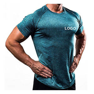 Gym Fit Men's Slim Compression Short Sleeve T-<b>Shirt</b> 100% Cotton Worsted Fabric Breathable Quick Dry Lightweight Training Wear - Product Image 3