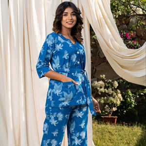 Summer Wholesale Sale Floral Printed <b>Three</b> Quarter Sleeve Home Night Suit Casual Dress - Product Image 1