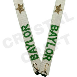 Baylor personalizado blanco semilla de oro bolsa de cuentas correas 'Hook Em Horns' accesorio de moda correa de monedero con cuentas - Product Image 4