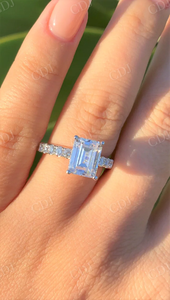 GRA certificado 2.00CT corte esmeralda Moissanite anillo de compromiso solitario bajo Halo anillo de bodas 14K oro blanco joyería de moda - Product Image 2