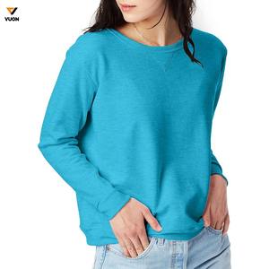 Jersey informal de manga larga con bolsillos y cuello redondo para mujer, sudaderas 100% de algodón Spandex para verano, Otoño Invierno - Product Image 2