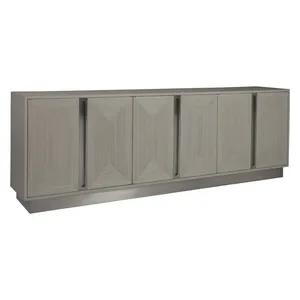 Console multimédia longue - Meuble TV moderne extra-large au style glamour avec transition tonale fluide et détails miroir - Product Image 1
