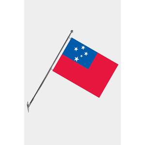 Ensemble de mât de drapeau télescopique mural Samoa pour bannières en polyester, idéal pour les agences de voyage, l'automobile, l'éducation et l'assurance - Product Image 1