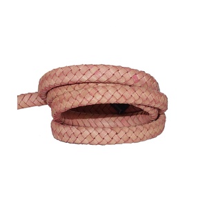 Hot Sale 4mm Flat Natural Vintage Finish 12-Ply <b>Braided</b> Leather <b>Cord</b> 12x6mm for DIY Bracelets and Accessories Wholesale Price - Product Image 3