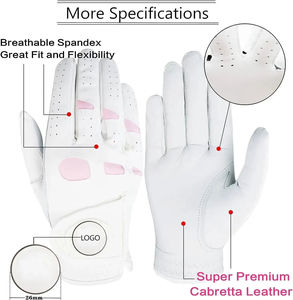 Guantes de golf de cuero Cabretta genuino blanco para diestros de alta calidad para hombres Nuevo diseño para piel de oveja deportiva - Product Image 5