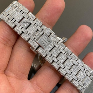 Montre de luxe entièrement sertie de moissanite en acier inoxydable avec cadran arabe, montre automatique hip-hop en diamant - Product Image 2