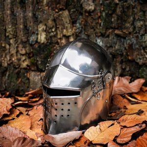 Casque médiéval Barbuta jeu de rôle chevalier casque portable doublure en acier et casque à mentonnière - Product Image 2