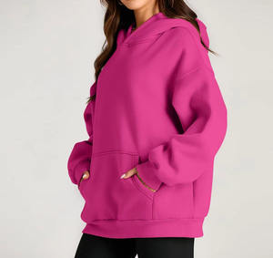 เสื้อฮู้ดผ้าเทอร์รี่สำหรับผู้หญิงผ้าฝ้าย100% โอเวอร์ไซส์สำหรับใส่วิ่งโลโก้ออกแบบได้ตามต้องการ - Product Image 1