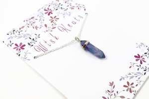 Colgante de punto de piedra preciosa de fluorita arcoíris Natural, collar hecho a mano, joyería de cristal curativo, regalo espiritual - Product Image 3