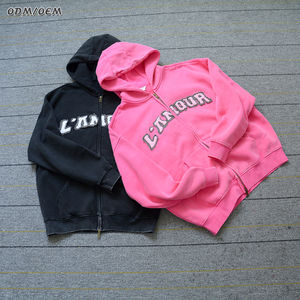 Sudadera con capucha personalizada de algodón de color sólido para hombre con bordado 3D, parche de lavado ácido desteñido por el sol, apliques, estampado de temporada de otoño, teñido liso - Product Image 4