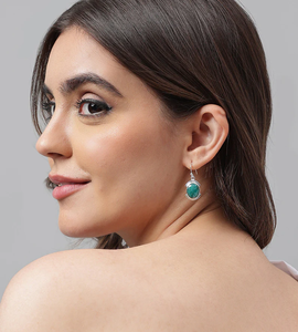 Boucle d'oreille en pierre précieuse émeraude améthyste coupe ovale Boucle d'oreille en argent sterling 925 avec boucle d'oreille à la mode plaquée argent pour cadeau de mariage. - Product Image 2