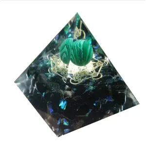 Malachite <b>Crystal</b> <b>Sphere</b> Orgonite Pyramid 60mm Carved Healing Decor Gift - Product Image 1