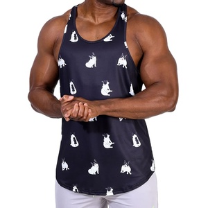 Nueva Camiseta sin Mangas Estampada para Hombre, Estilo Y-Back, con Aberturas, para Gimnasio, al por Mayor, Ropa Deportiva Lisa para Sublimación - Product Image 1