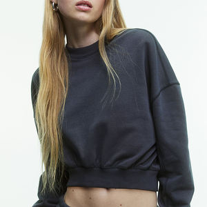 เสื้อสเวตเตอร์คอกลมแขนยาวผ้าฝ้ายระบายอากาศระบายอากาศได้ดีพิมพ์ลายกราฟิกสำหรับผู้หญิงเสื้อผ้าคอตตอนโอเวอร์ไซส์แบบกำหนดเอง - Product Image 1