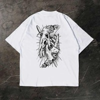 T-shirts graphiques personnalisés en gros, de haute qualité, 100% coton, coupe ample à épaules tombantes, en tissu tricoté respirant