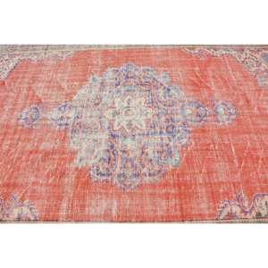 พรมตุรกีวินเทจขนาดใหญ่6.8x10.9ฟุตสไตล์คลาสสิกสีแดงเบจสไตล์การเย็บปะติดปะต่อกัน10มม. ยางลาเท็กซ์ขนสัตว์สำหรับห้องโถง - Product Image 5