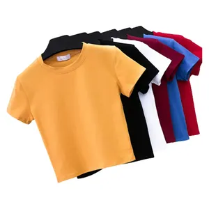 Оптовая продажа, 2023 летние однотонные футболки с коротким рукавом для женщин, топы с индивидуальным логотипом