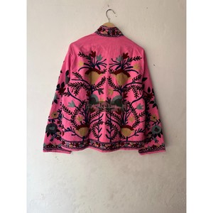 Vente en gros Tissu en coton Veste de soirée unisexe Manteau pour femmes Veste brodée à la main Manteau Veste courte Ouzbek Suzani - Product Image 4