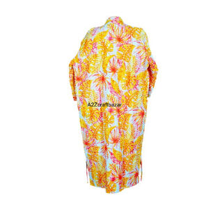 Kimono Hecho a Mano 100% Algodón para Mujer, Estampado Floral Indio, Cuello en V, Cierre con Cinturón, Manga Larga, Bata Suave y Transpirable - Product Image 6