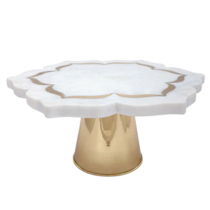 ALTA CALIDAD ELEGANTE DISEÑO CREATIVO BODA DECOERATIONS PIEDRA MÁRMOL PASTEL SOPORTE BASE DE METAL PARA FIESTA CELEBRACIÓN PASTEL SERVIDOR - Product Image 1