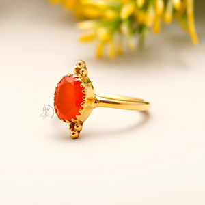 Piedra preciosa cornalina de corte ovalado Natural hecha a mano 925 anillos de plata esterlina joyería de boda sólida Ajuste de bisel fiesta especial niñas - Product Image 3