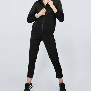 Costume de jogging deux pièces à la mode pour femmes ensemble de survêtement à fermeture éclair à la mode veste à fermeture éclair complète sweat à capuche élastique pour hommes sweats - Product Image 5