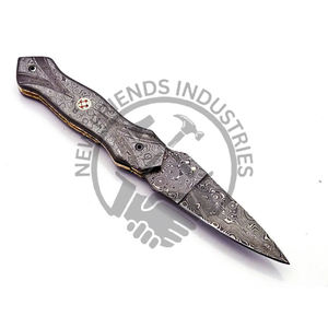 Couteau pliant en acier damas de qualité industrielle très vendu, épaisseur 5mm, design unique, gaine en cuir à lame droite, OEM, ODM - Product Image 2
