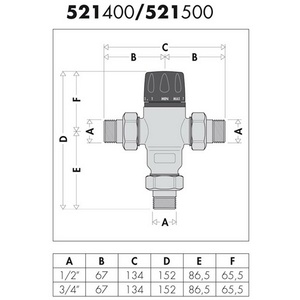 Adjustable <b>Thermostatic</b> <b>Control</b> Valve Chrome-Plated 3/4 Inch 30-65C - Product Image 3