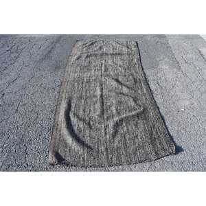 Vintage Turkish <b>Rug</b>, 3.6x7.7 ft Kilim <b>Rug</b>, <b>Black</b> Gray Bordered Wool <b>Rug</b> - Product Image 3