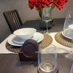 100% Natural Wooden Coaster, Coffee Coaster, <b>Beer</b> Coaster. Walnut Deep Wood coaster with Bracket - Product Image 3