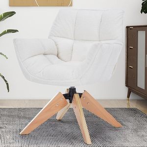 Silla decorativa, silla de escritorio de tela de estampado en caliente, silla de tocador moderna y acogedora, avanzada y resistente al desgaste con patas de madera para sala de estar, - Product Image 3