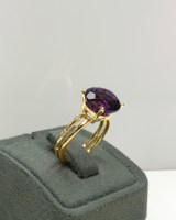 Bague de mariage en améthyste violette naturelle certifiée, plaquée or rhodié 18 carats, pierre précieuse de haute qualité, 4 griffes, meilleur cadeau, faite à la main