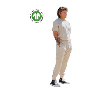 Mens Organic Living Color Jogger Pants anti-wrinkle, <b>Man</b> trouser, Plain dyed- Tan-Green, 5.4 oz Jersey, Breathable <b>Stretch</b> - Product Image 5