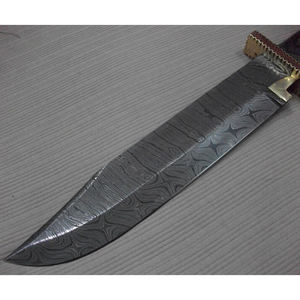 Couteau Bowie en acier Damas fait main, manche en bois Pakka noir, étui en cuir - Product Image 2