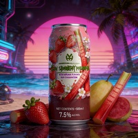 Cóctel Espumoso de Vodka con Fresa y Ruibarbo, 7.5% ABV, 500ml, en Lata/Botella, Listo para Beber, con Sabor a Frutas Premium, HACCP