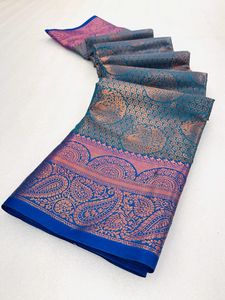 Nuevo bordado Hilos múltiples trabajo Sari con trabajo de piedra - Product Image 5