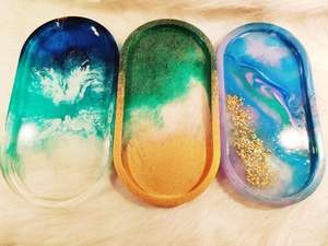 Bandeja de resina para hotel con decoración del hogar personalizada al por mayor, bandeja de resina con asa - Product Image 3