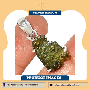 เช็ก Moldavite พลอย925จี้เงินสเตอร์ลิงธรรมชาติ Moldavite หินอัญมณีหยาบจี้เงินจี้แฮนด์เมด Dainty - Product Image 6