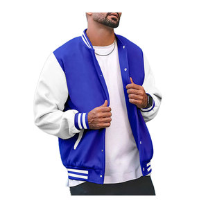 Veste de baseball pour hommes brodée sur mesure OEM de haute qualité et de longue longueur en cuir de mouton nouveau design en vente - Product Image 2