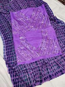 ผ้าจอร์เจียเจ็ตส่าหรีแบบพิเศษปักเรียงตามลำดับสองชั้นทันสมัยสไตล์ปากีสถานอินเดียผู้ใหญ่งานแต่งงานเจ้าสาวดูสวยงาม - Product Image 5