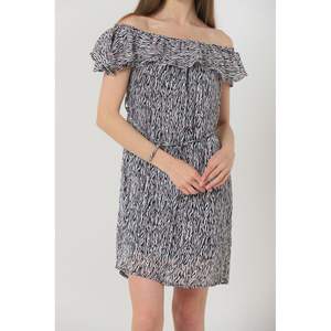 Robe mi-longue Topshow en gros avec imprimé zèbre et pois, col bateau - Product Image 4