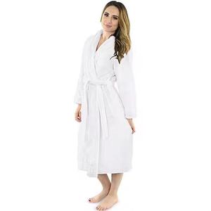 2025 printemps vêtements de nuit Double couche fil froissé confortable peau amical peignoir décontracté longue Robe pour les femmes - Product Image 3
