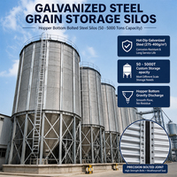Silo à grains en acier galvanisé pour le stockage des céréales à la ferme, silo à fond conique boulonné en acier ondulé avec cage et échelle
