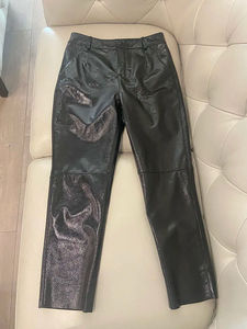 Pantalones Elegantes de Mujer, de Cuero Auténtico, Estilo Urbano, Invierno, Cintura Alta, Planos, Ecológicos, Transpirables, Directo de Fábrica, OEM/ODM - Product Image 4