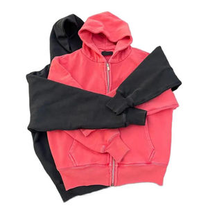 Sudadera con Capucha de Alta Calidad 100% Algodón French Terry para Invierno, Estilo Urbano, Lavado Ácido, Vintage, Personalizada, con Bolsillo Grande, Efecto Desgastado por el Sol - Product Image 1